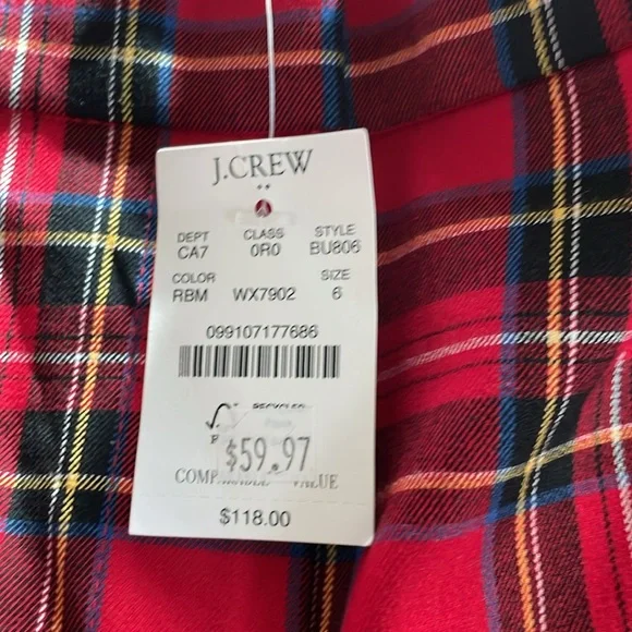 J crew mercantile tartan plaid pants EUC size 6 - Picture 9 of 9